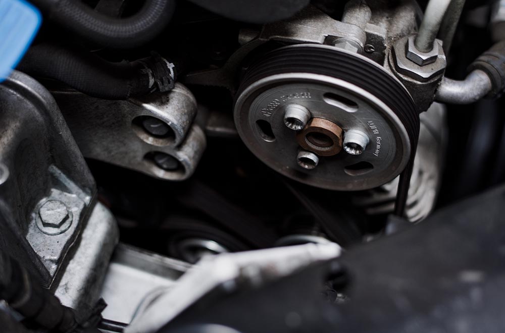 Automotive brake service in progress